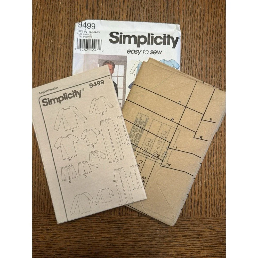 Simplicity Sewing Pattern 9499 Boys Mens S-L S-XL Loungewear Pants Shorts Top